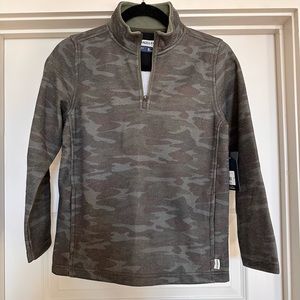 NWT 🏷️ Boy’s Quarter Zip Olive Camo Hickory Canyon Pull Over in Medium